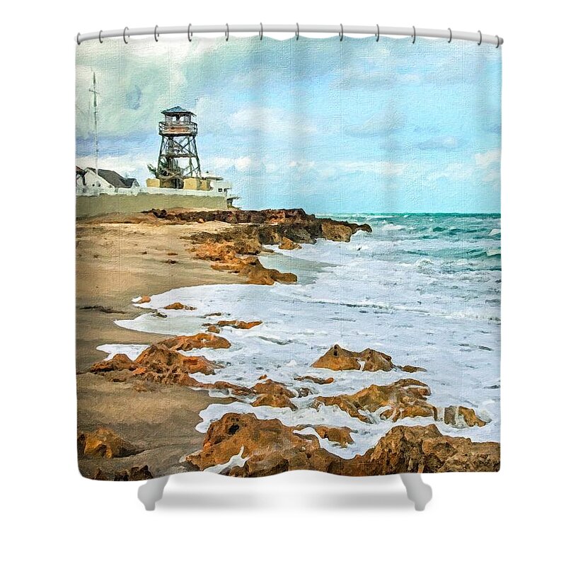 House Of Refuge Shower Curtain featuring the painting Refuge by Tammy Lee Bradley