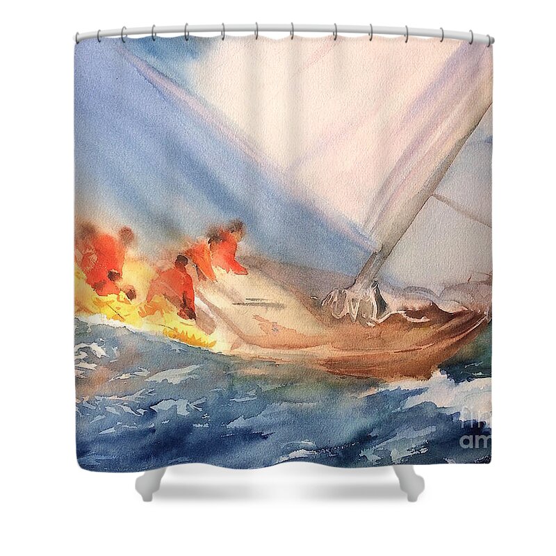 Regate Shower Curtain featuring the painting Regate Marine by Francoise Chauray