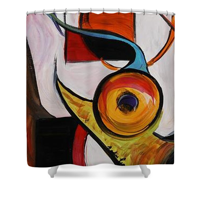 Shapes Shower Curtain featuring the painting Relationships by Nadine Rippelmeyer