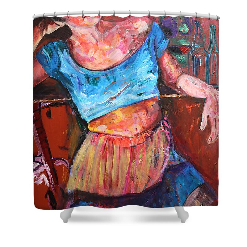 Portraits Shower Curtain featuring the painting Relaxing by Madeleine Shulman