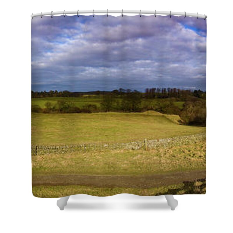 Panoramic Shower Curtain featuring the photograph Remnants of Hadrians Wall England by Tim Dussault