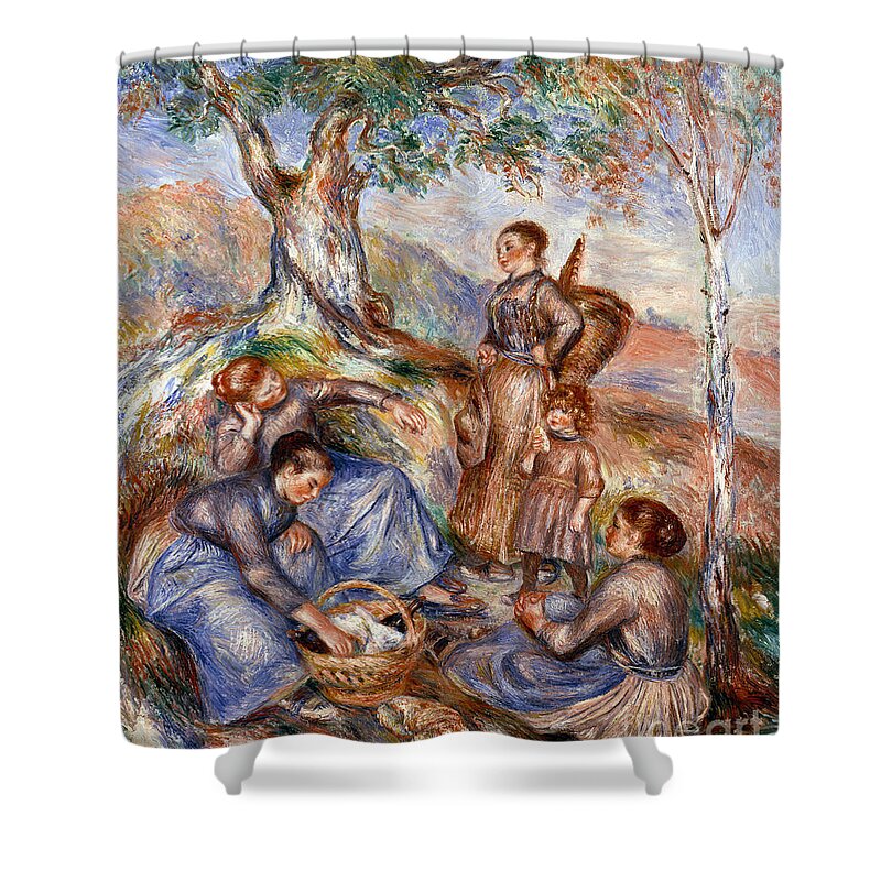 1880s Shower Curtain featuring the photograph Renoir: Grape Pickers by Granger