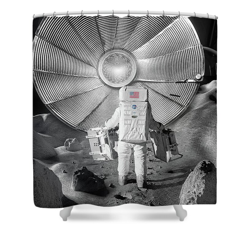 The Moon Shower Curtain featuring the photograph Repairing The Dish by John Anderson