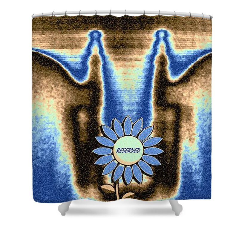 #reserved Shower Curtain featuring the mixed media Reserved by Will Borden
