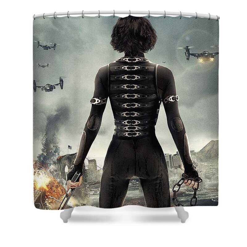 Resident Evil Retribution Shower Curtain featuring the digital art Resident Evil Retribution by Maye Loeser