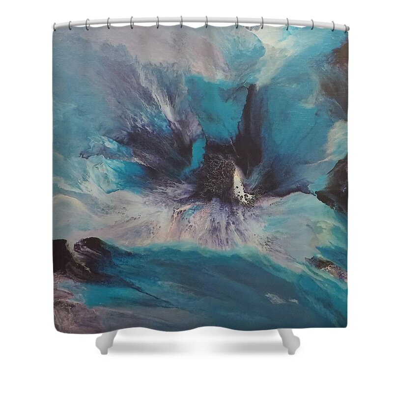 Abstract Shower Curtain featuring the painting Resolve by Soraya Silvestri