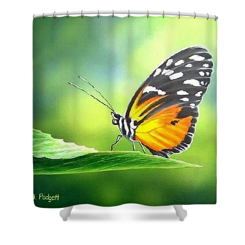 Butterfly Shower Curtain featuring the painting Rest Stop by Anthony J Padgett