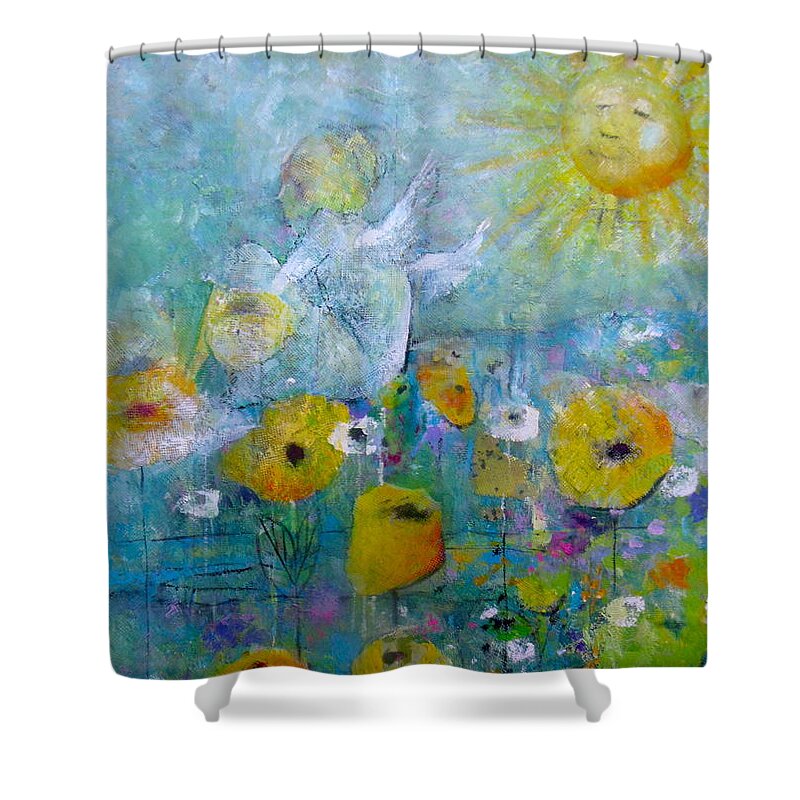 Angel Shower Curtain featuring the painting Resting Assured by Eleatta Diver