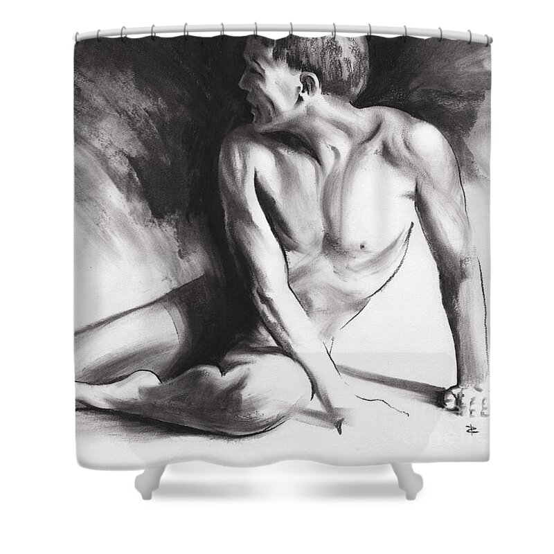Resting Iv Shower Curtain featuring the drawing Resting iv by Paul Davenport