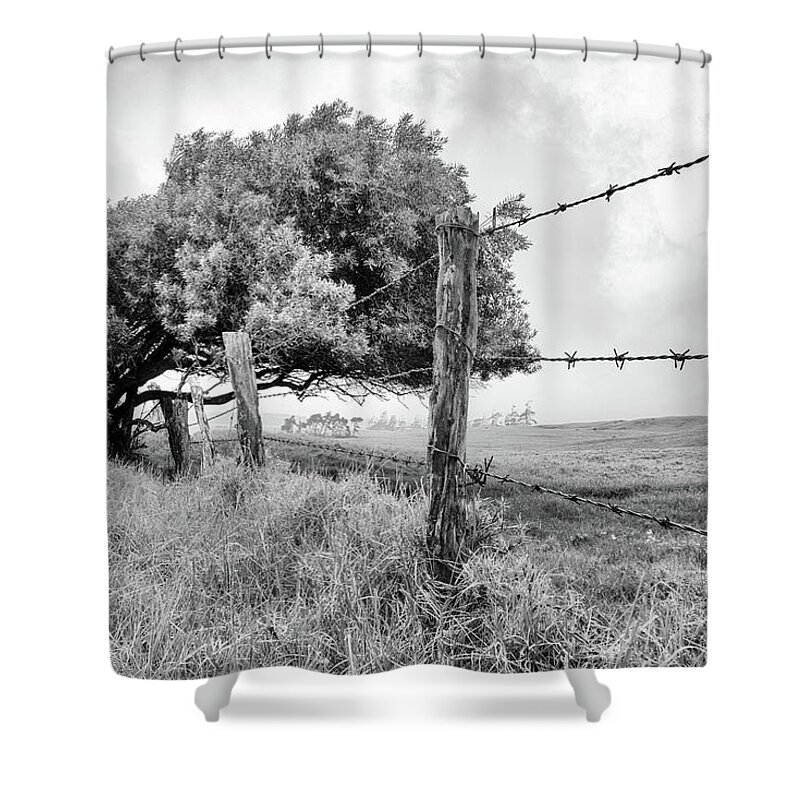 Black And White Shower Curtain featuring the photograph Restricted by Christopher Johnson