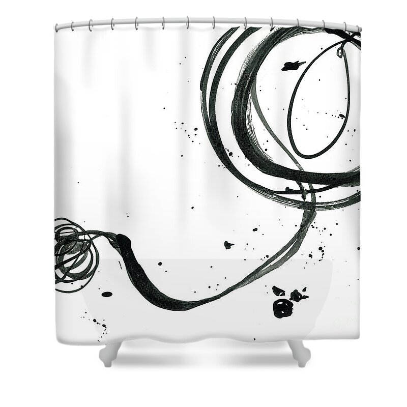 Resurface Revolving Life Collection - Modern Ink Artwork Shower Curtain featuring the painting Resurface - Revolving Life Collection - Modern Abstract Black Ink Artwork by Patricia Awapara