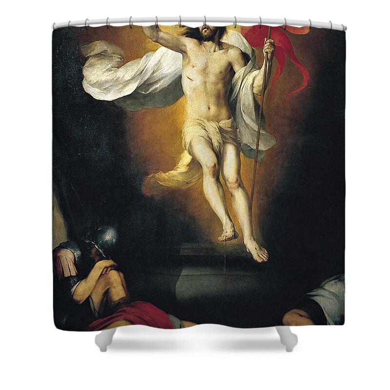 Bartolome Esteban Murillo Shower Curtain featuring the painting Resurrection of the Lord by Bartolome Esteban Murillo