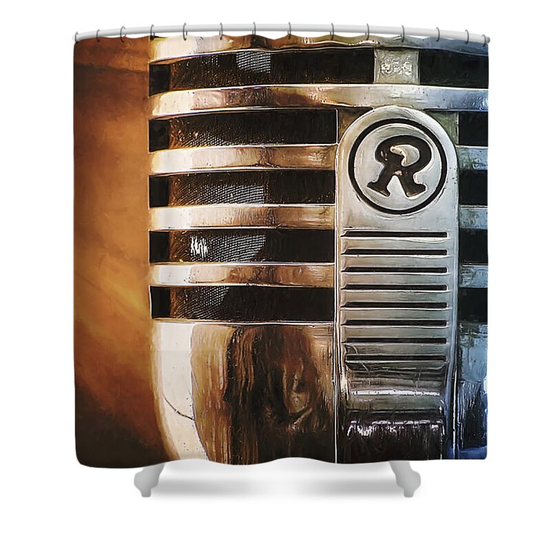 Mic Shower Curtain featuring the photograph Retro Microphone by Scott Norris