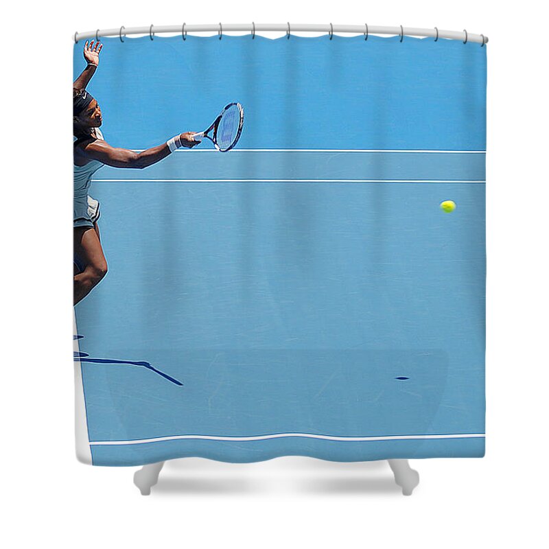 Return Shower Curtain featuring the photograph Return - Serena Williams by Andrei SKY