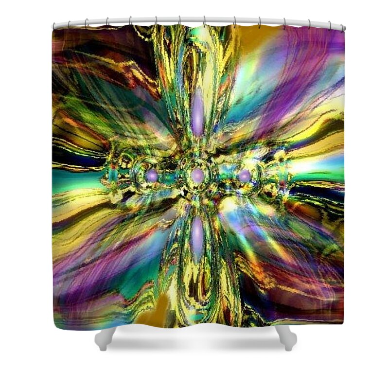Abstract Shower Curtain featuring the digital art Revelation And The Universe by Spirit Dove Durand