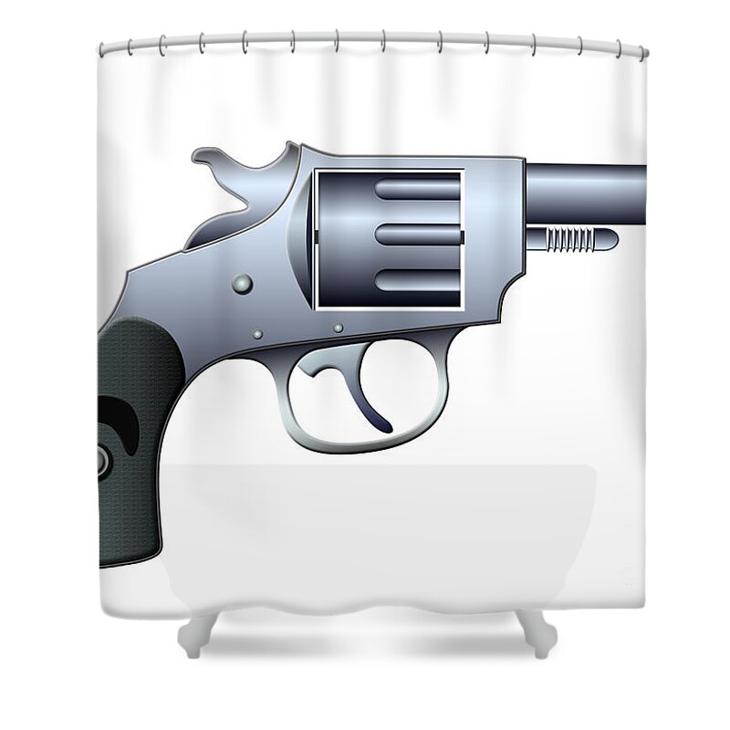 Colt Shower Curtain featuring the digital art Revolver by Michal Boubin