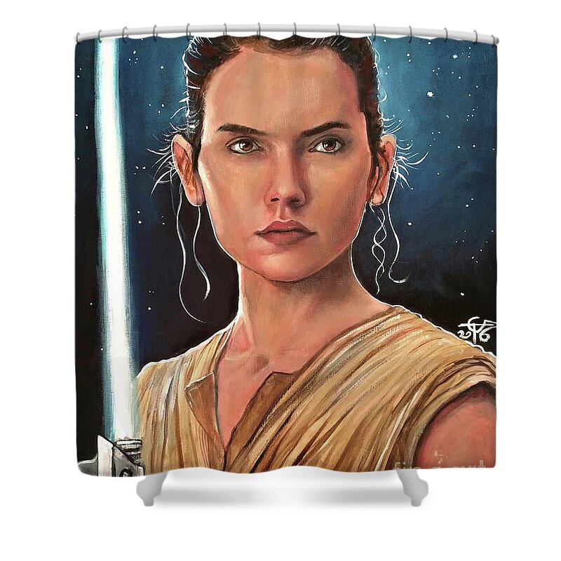 Rey Shower Curtain featuring the painting Rey by Tom Carlton