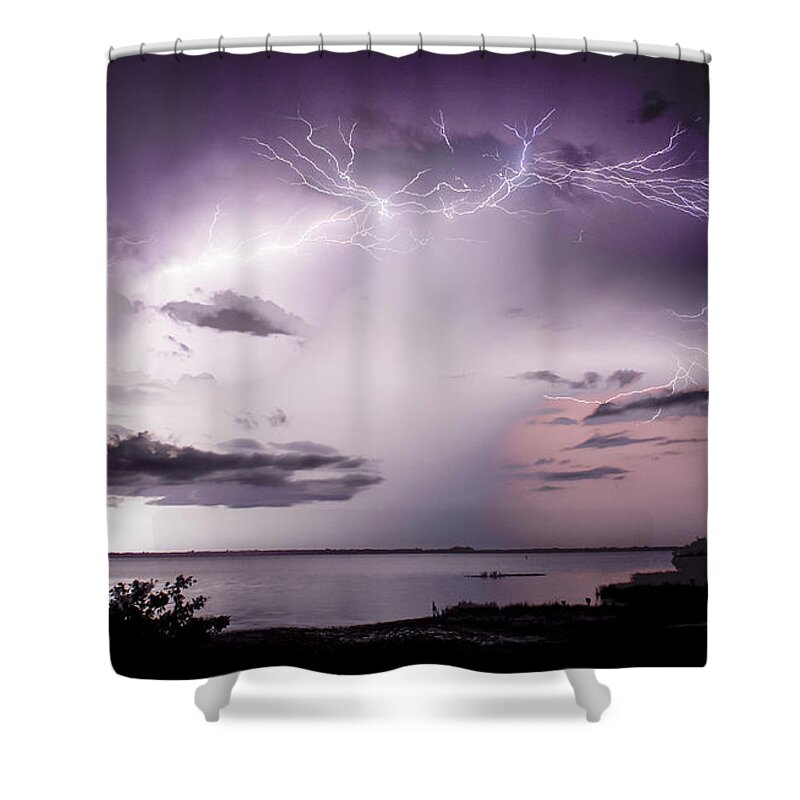 Pine Island Shower Curtain featuring the photograph White Lightning by Quinn Sedam