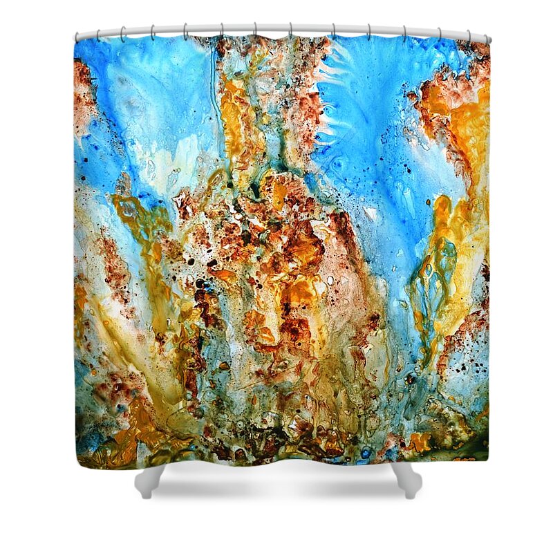 Rhaposdy Shower Curtain featuring the painting Rhapsody abstract painting by Manjiri Kanvinde
