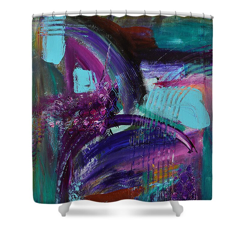 Modern Shower Curtain featuring the painting Rhapsody In Raspberry by Donna Blackhall