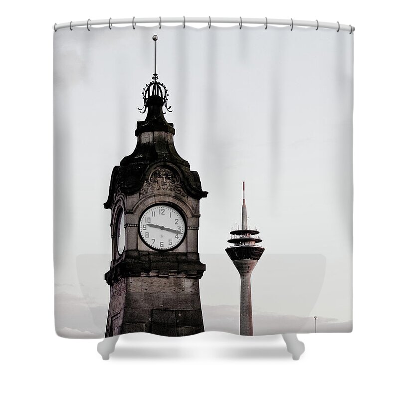 Architecture Shower Curtain featuring the photograph Rheinturm Dusseldorf by Cesar Vieira