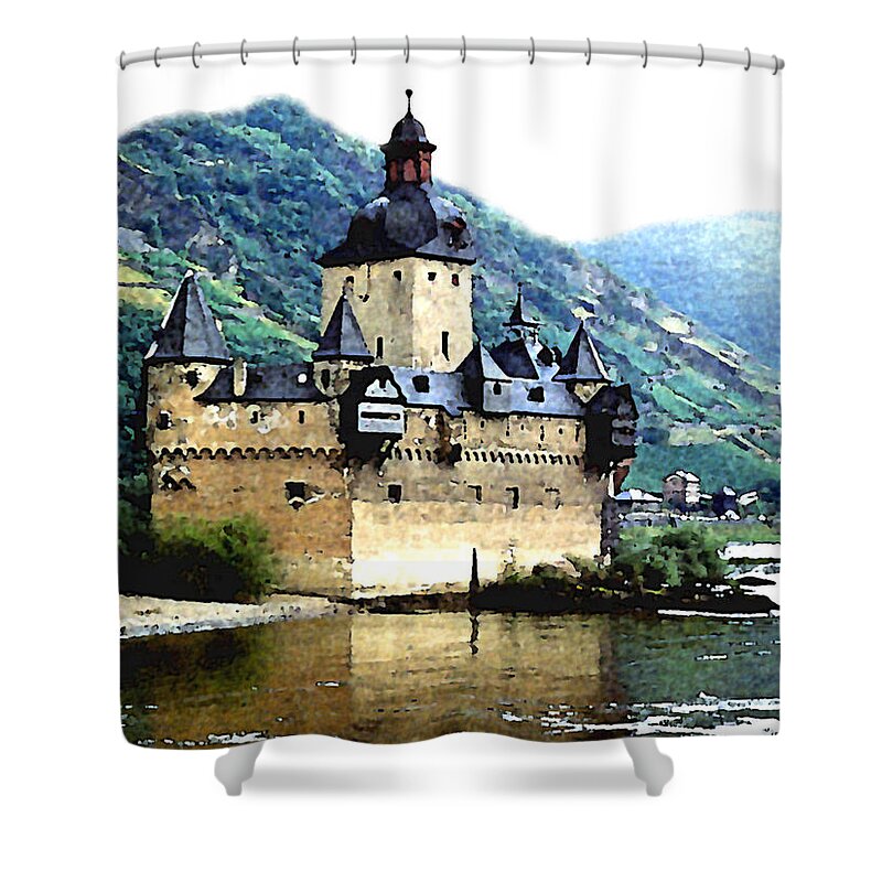 Castle Shower Curtain featuring the painting Rhine River Castle by Paul Sachtleben