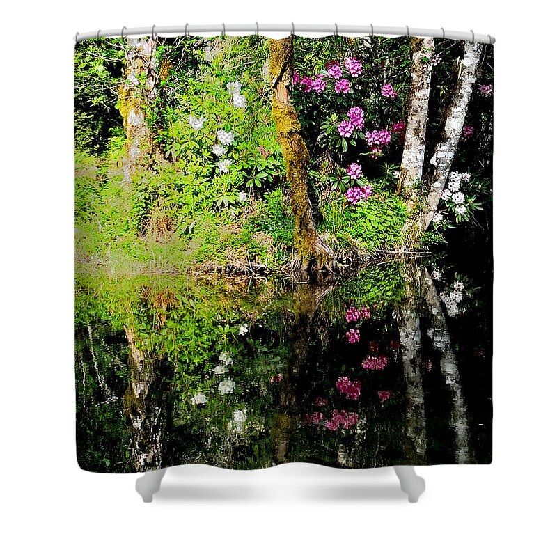 Flowers Shower Curtain featuring the photograph Rhododendron Reflection by Tranquil Light Photography