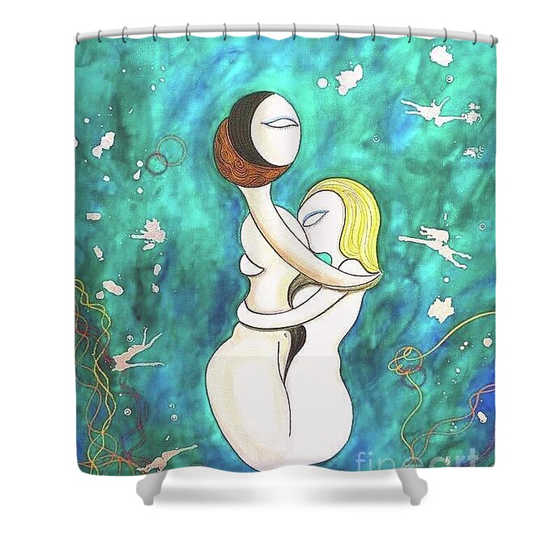 Art Shower Curtain featuring the painting Ribbons of Grass by John Lyes