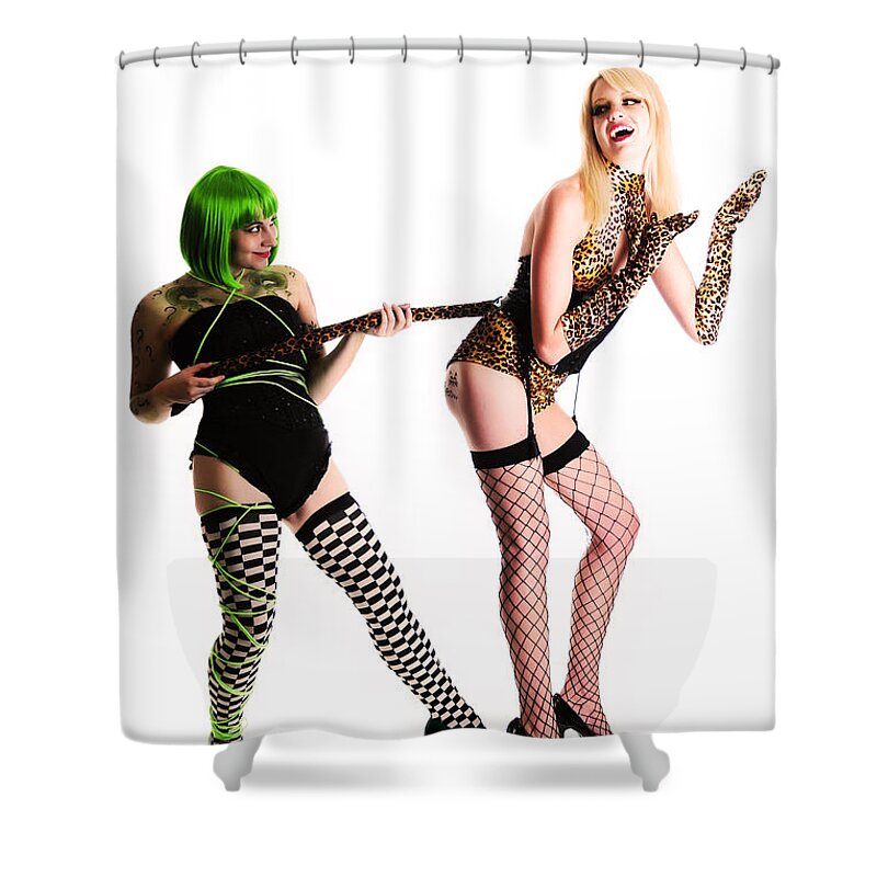 Fetish Photographs Shower Curtain featuring the photograph Riddler on my tail by Robert WK Clark