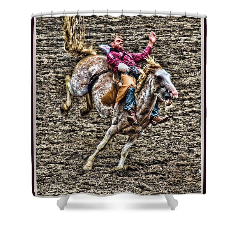 Rodeo Shower Curtain featuring the photograph Ride em Cowboy by Ron Roberts