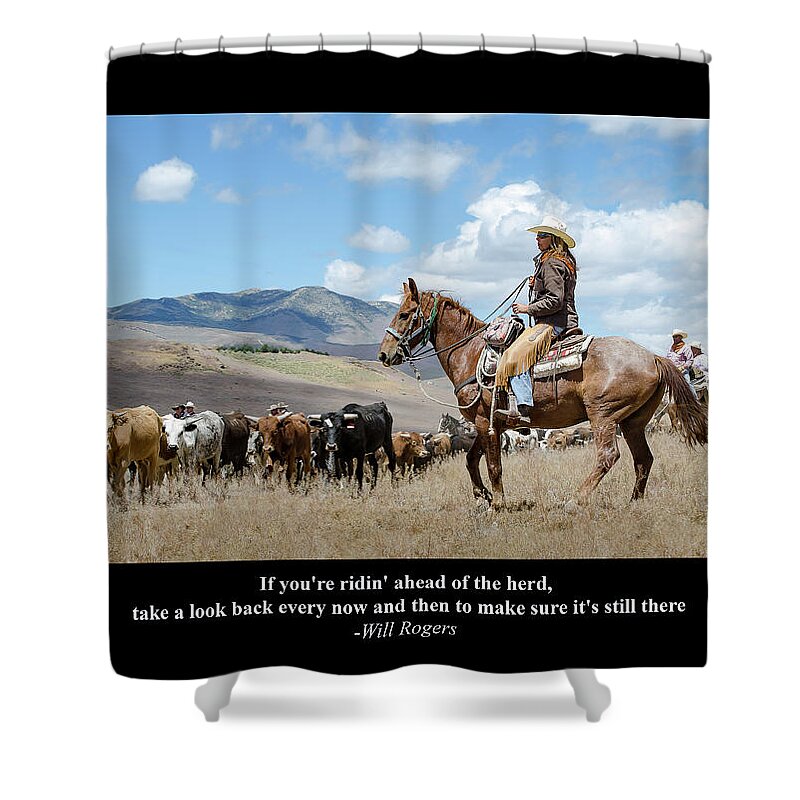 Reno Shower Curtain featuring the digital art Riding Herd by Rick Mosher