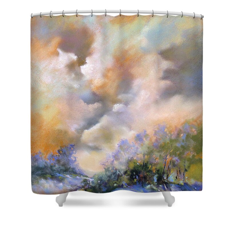 Landscape Shower Curtain featuring the painting Rim Light by Rae Andrews