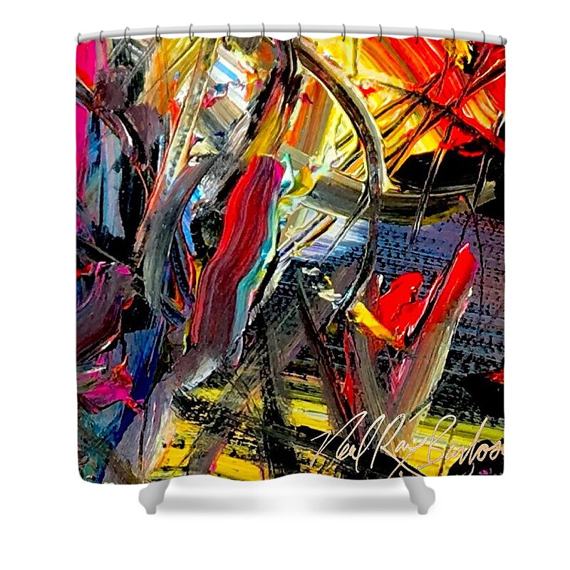 Abstract Shower Curtain featuring the painting Rinestone Highway by Neal Barbosa