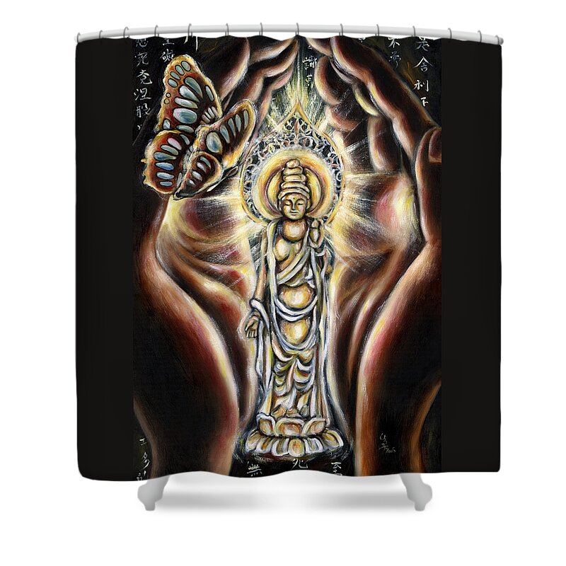 Butterfly Shower Curtain featuring the painting Rinne by Hiroko Sakai