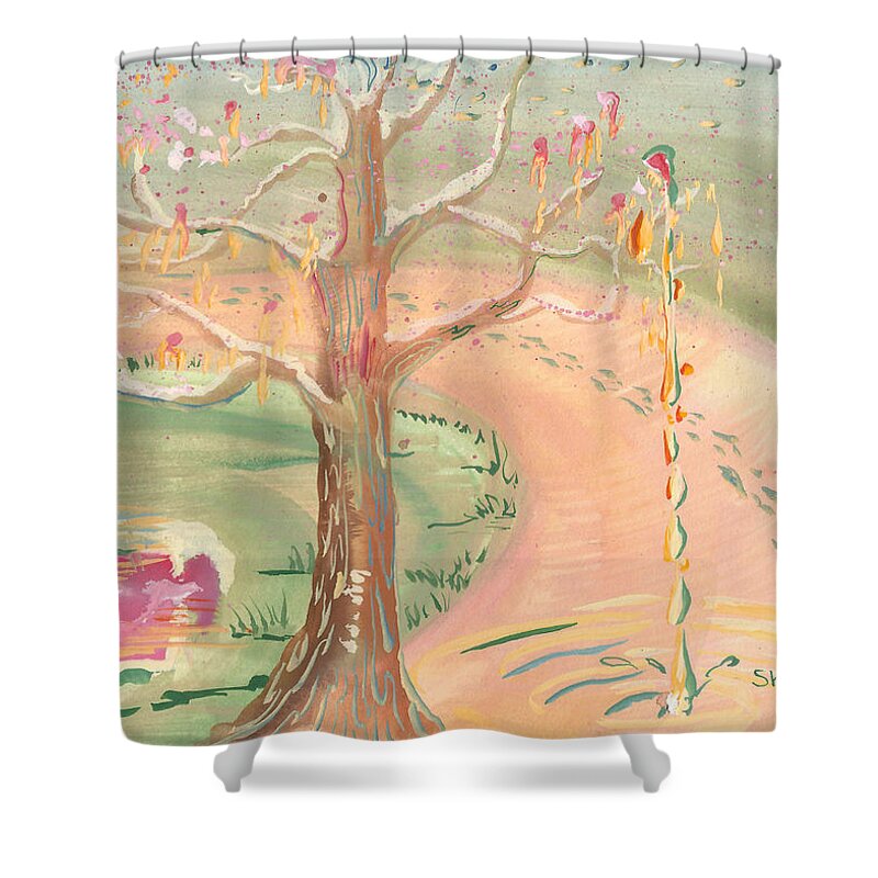 Ripples Of Spring Shower Curtain featuring the painting Ripples of Spring by Sheri Jo Posselt