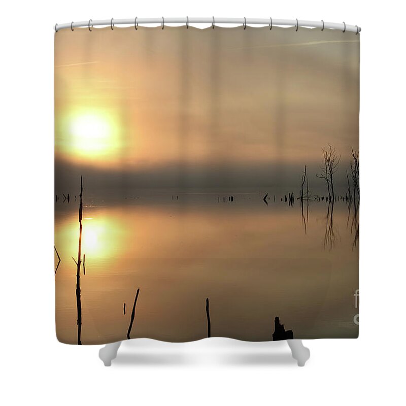 Sunrise Shower Curtain featuring the photograph Mist and a Rise by Roger Becker