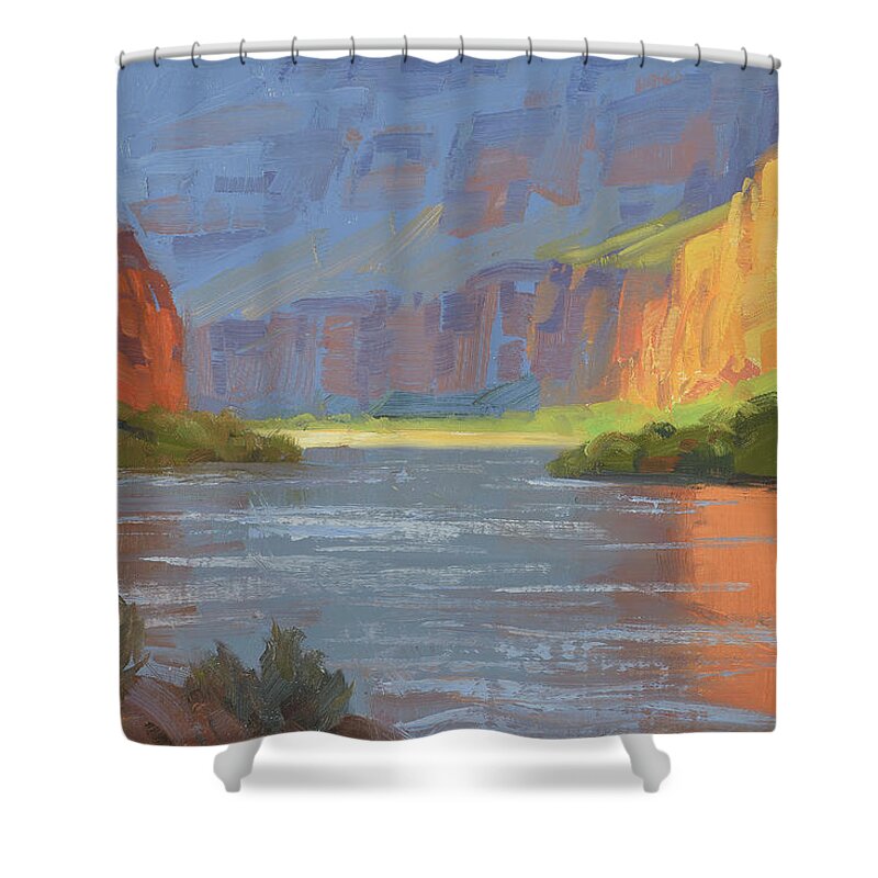 Grand Canyon Shower Curtain featuring the painting Rise and Shine by Cody DeLong