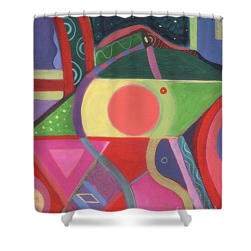 Abstract Shower Curtain featuring the painting Rising Above by Helena Tiainen