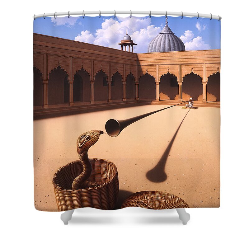 Snake Shower Curtain featuring the painting Risk Management by Jerry LoFaro