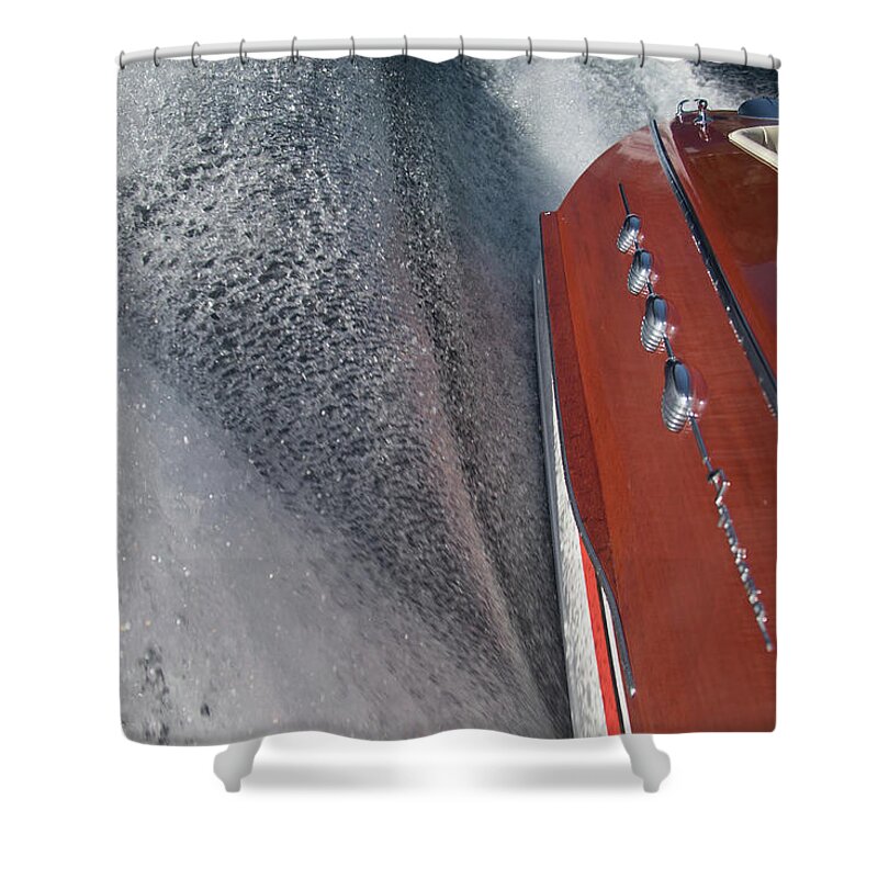 Riva Shower Curtain featuring the photograph Riva Aquarama Wake by Steven Lapkin