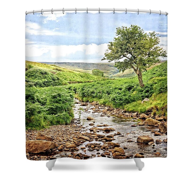 Lone Tree Shower Curtain featuring the photograph River and Stream in Weardale by Martyn Arnold