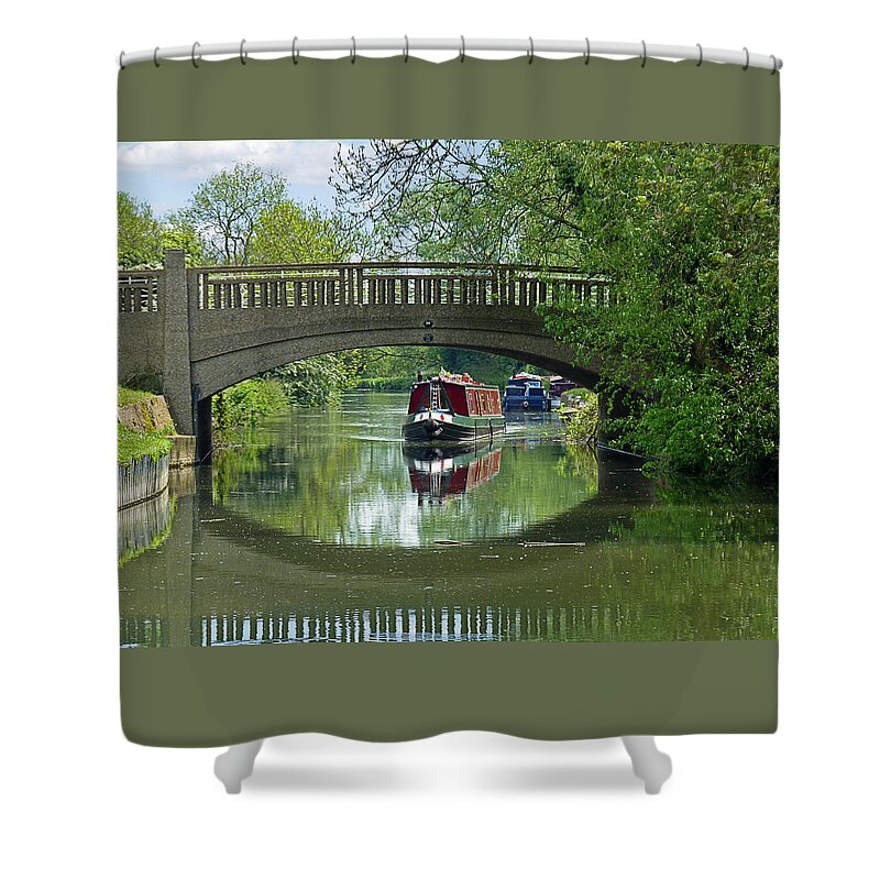 Ruver Boat Shower Curtain featuring the photograph River At Harlow Mill by Gill Billington