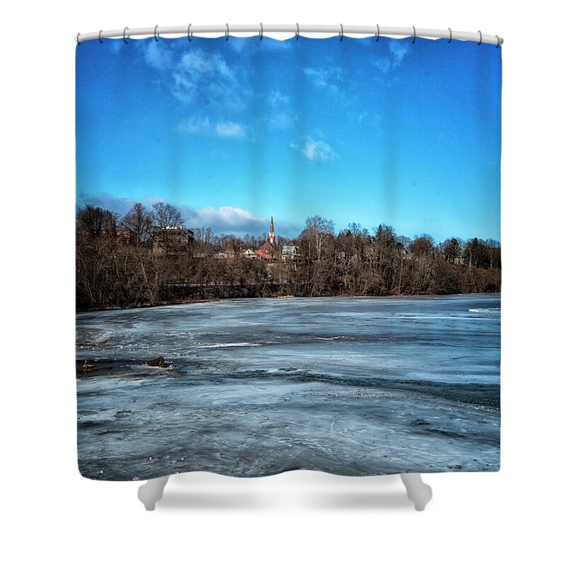Whetstone Brook Shower Curtain featuring the photograph River Ice by Tom Singleton