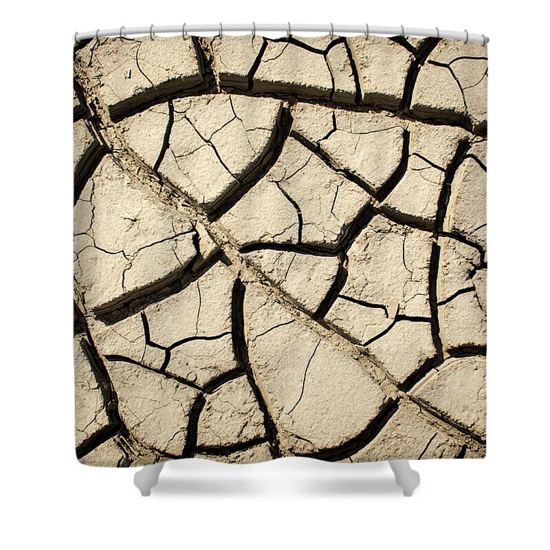 Crack Shower Curtain featuring the photograph River Mud by Jeff Phillippi