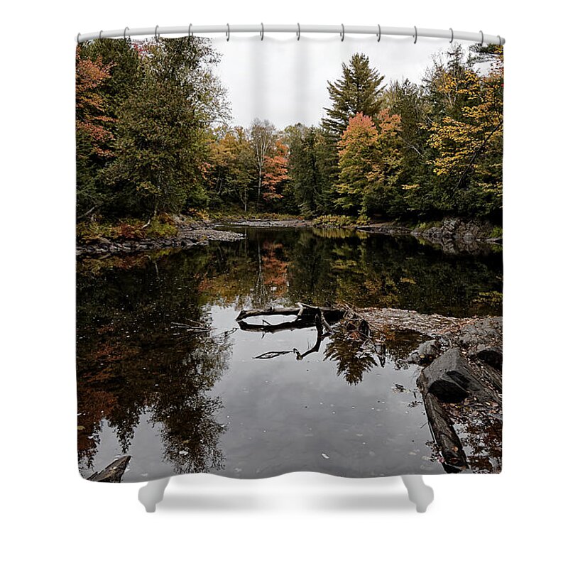 Algonquin Shower Curtain featuring the photograph River Reflections by Phill Doherty