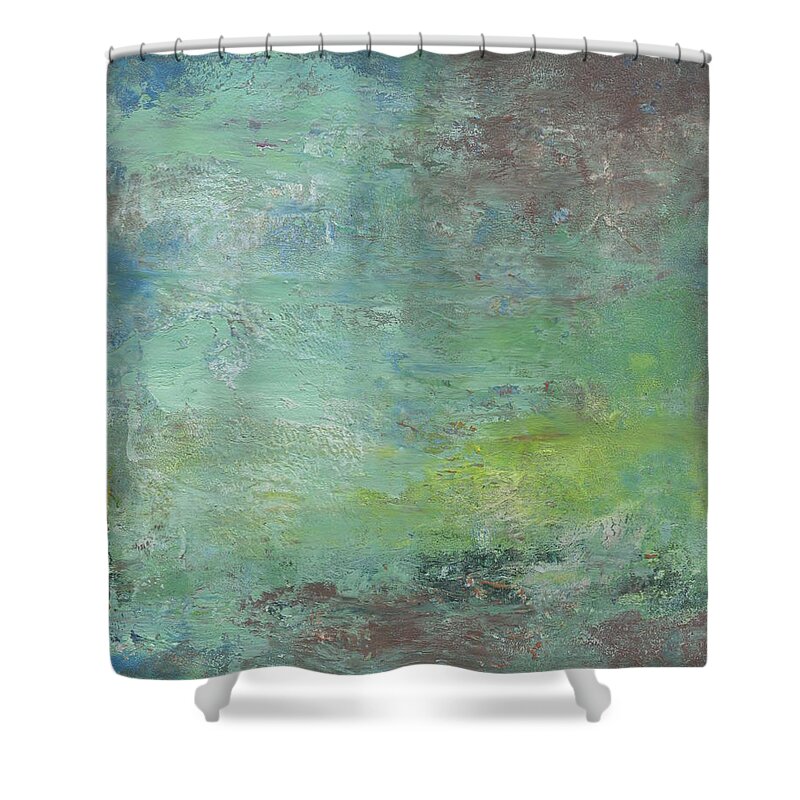 Abstract Shower Curtain featuring the painting River Shallows 2 by Marcy Brennan