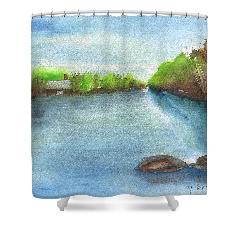 River Shower Curtain featuring the painting River Wide by Frank Bright