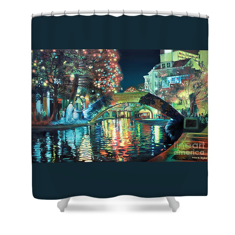Landscape Shower Curtain featuring the painting Riverwalk by Baron Dixon