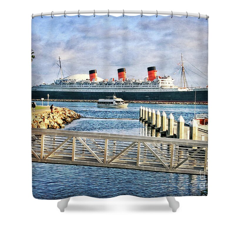 Rms Queen Mary Shower Curtain featuring the photograph RMS Queen Mary by Gabriele Pomykaj