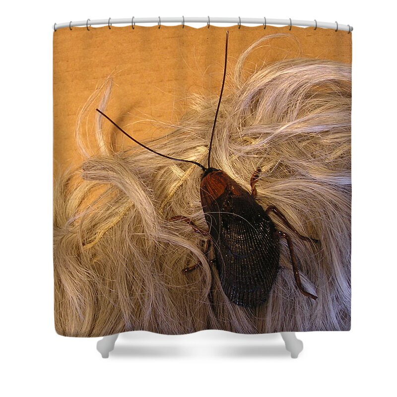 Jewelry Shower Curtain featuring the sculpture Roach Hair Clip by Roger Swezey